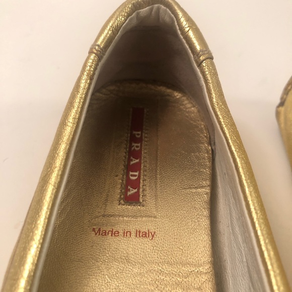 Prada Gold Leather Flats - Picture 13 of 15